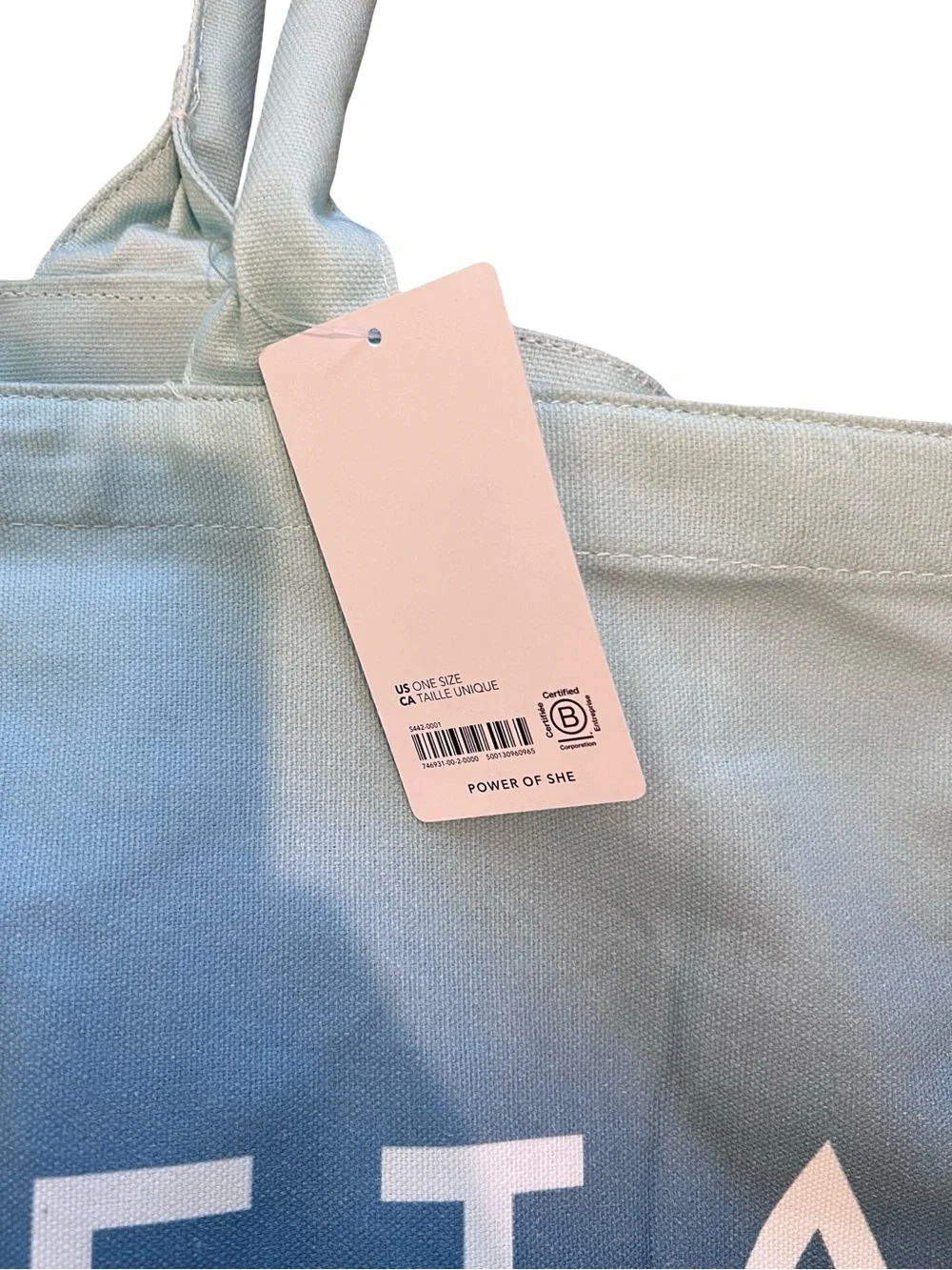 NWT Athleta Power Of She Ombre Blue Large Travel Bag Gym Tote 100% Cotton